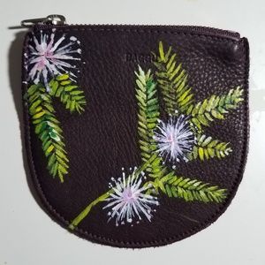 New BAGGU Dark Purple small leather pouch, painted
